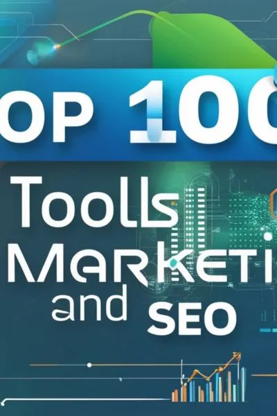 Top 20 AI tools for marketing and SEO A creative design showing AI-powered marketing and SEO tools, including automation software and analytics platforms.